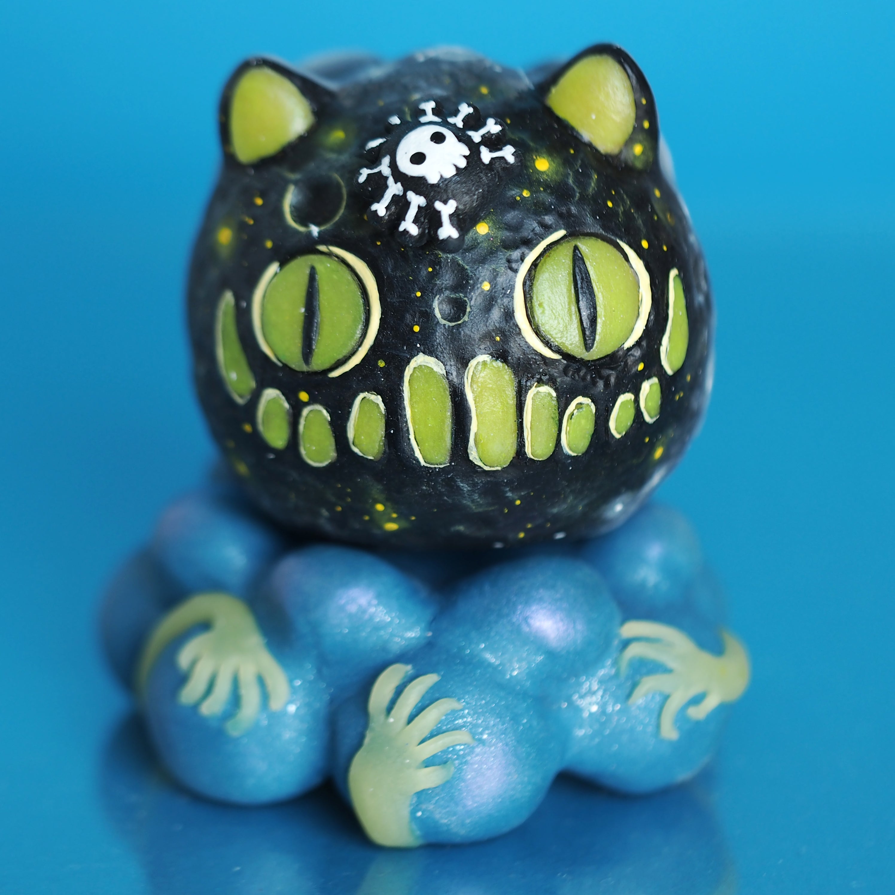 Moon Kitty - Creepy Kitty story set (Handmade polymer clay sculpture set) SHIPPING + INSURANCE