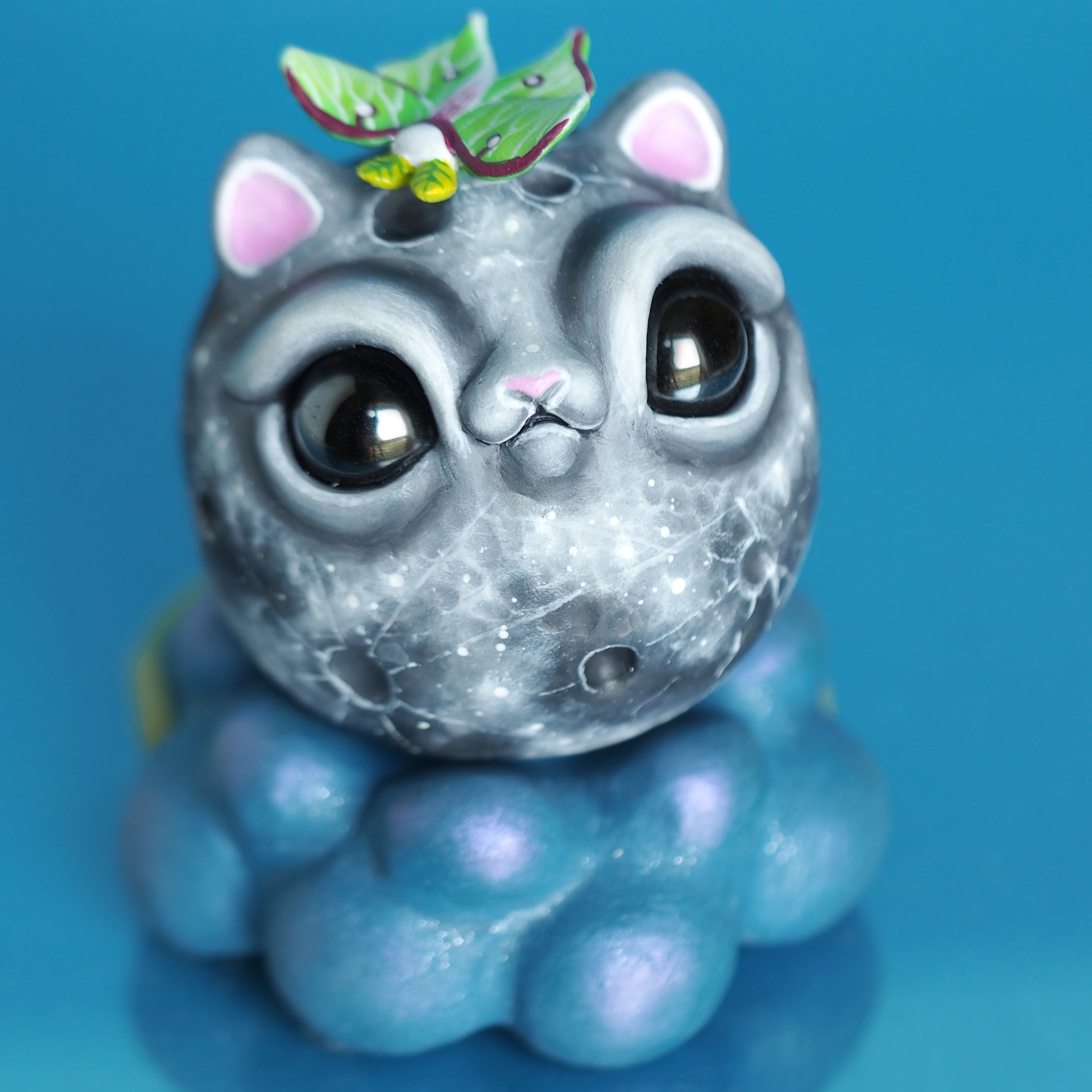 Moon Kitty - Creepy Kitty story set (Handmade polymer clay sculpture set) SHIPPING + INSURANCE