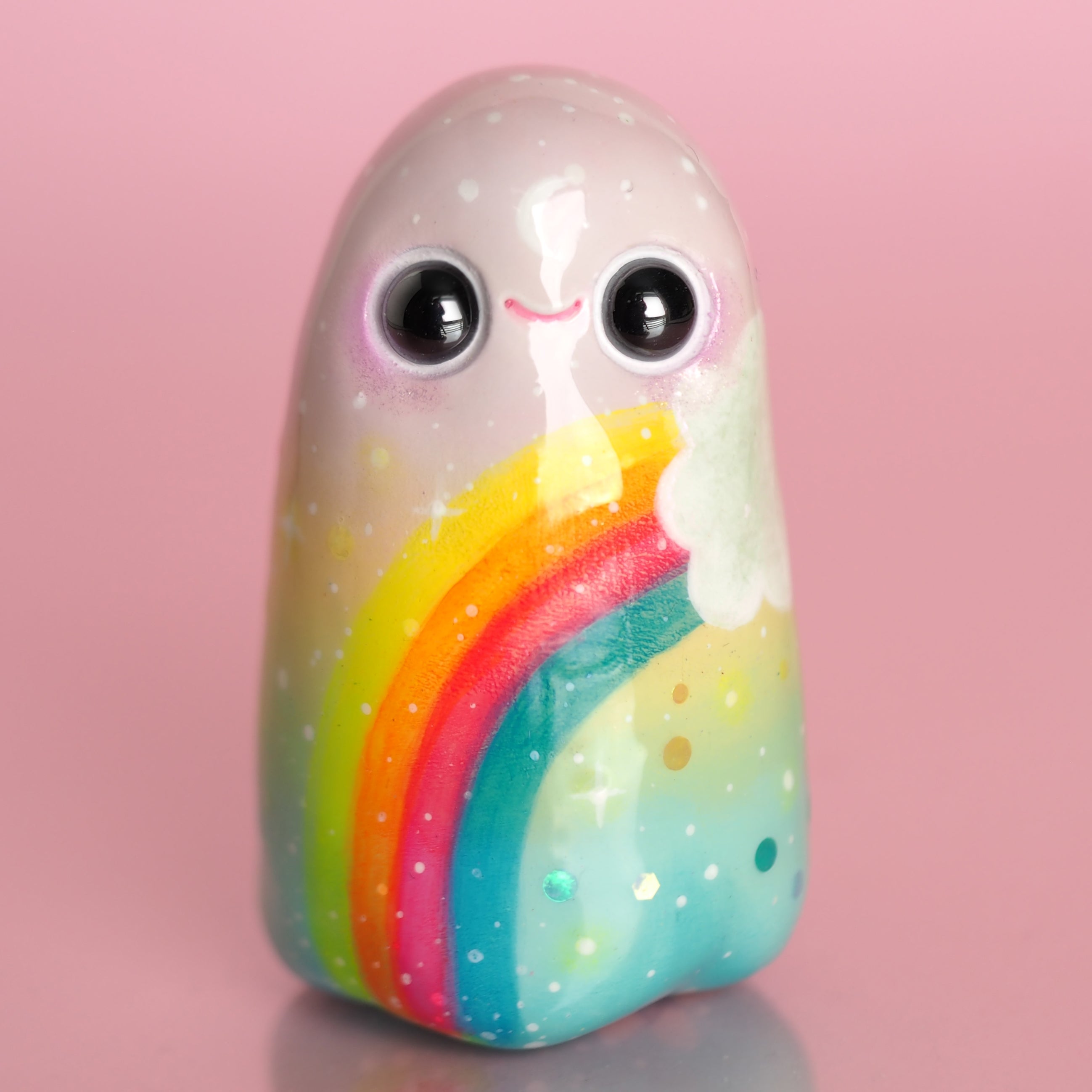 Dream Catcher Ghostie (Handmade polymer clay sculpture)
